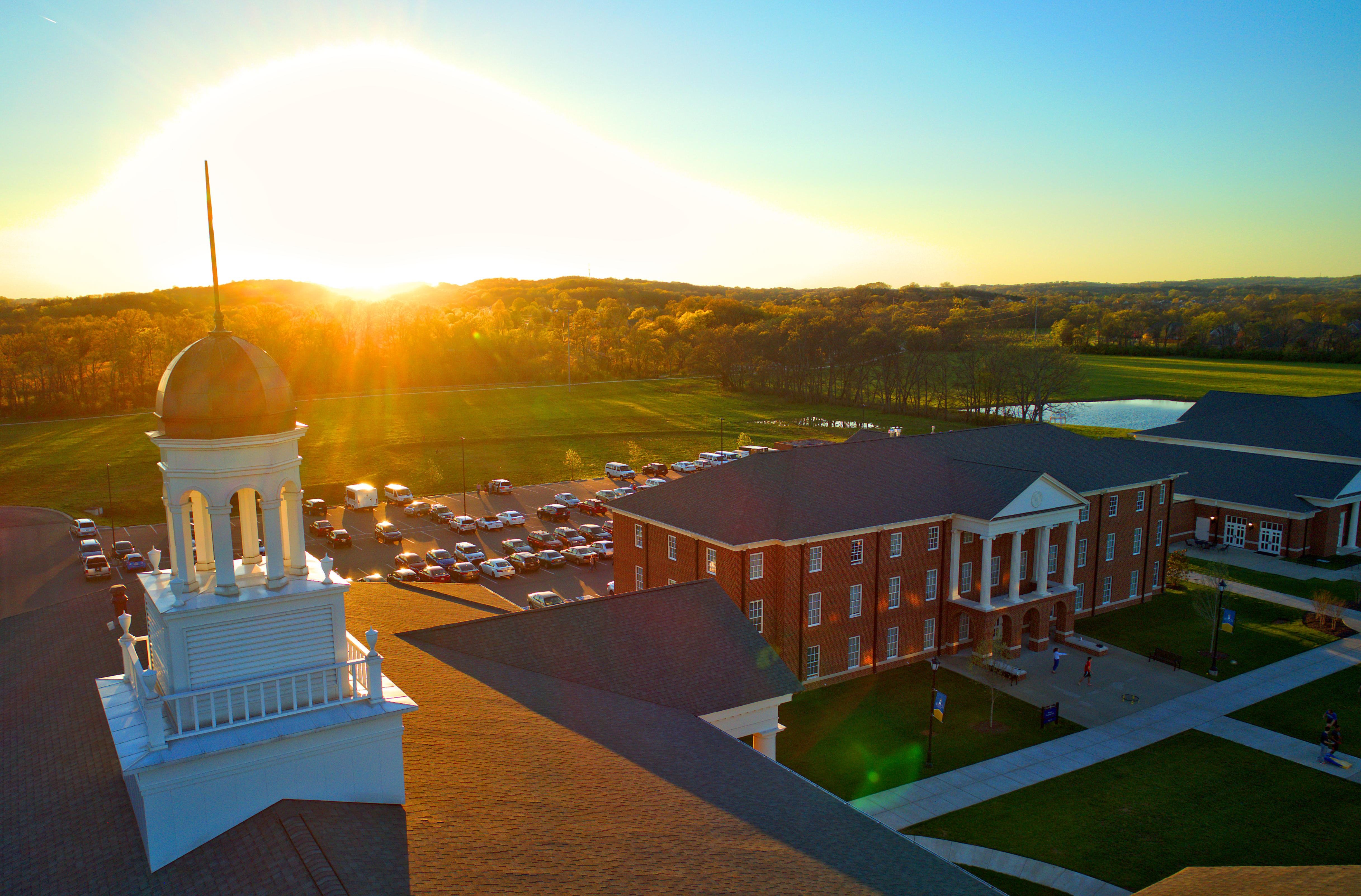 Aerial view of the Welch College campus in Gallatin, Tennessee from Coffman Hall